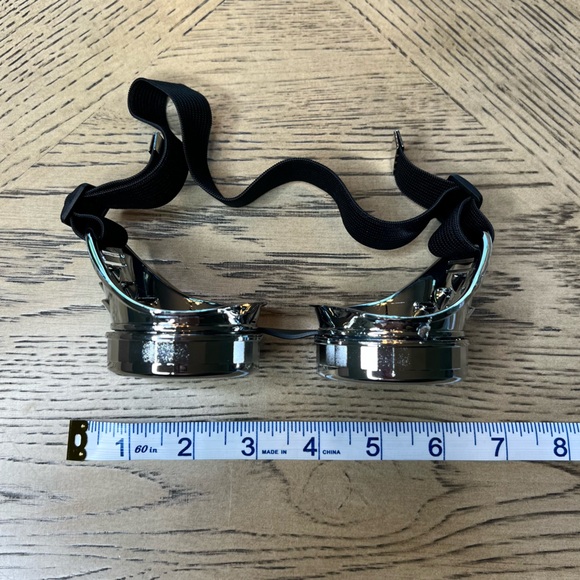 Steampunk Adjustable Halloween Costume Cosplay Round Goggles Black/Chrome OS - Picture 8 of 8